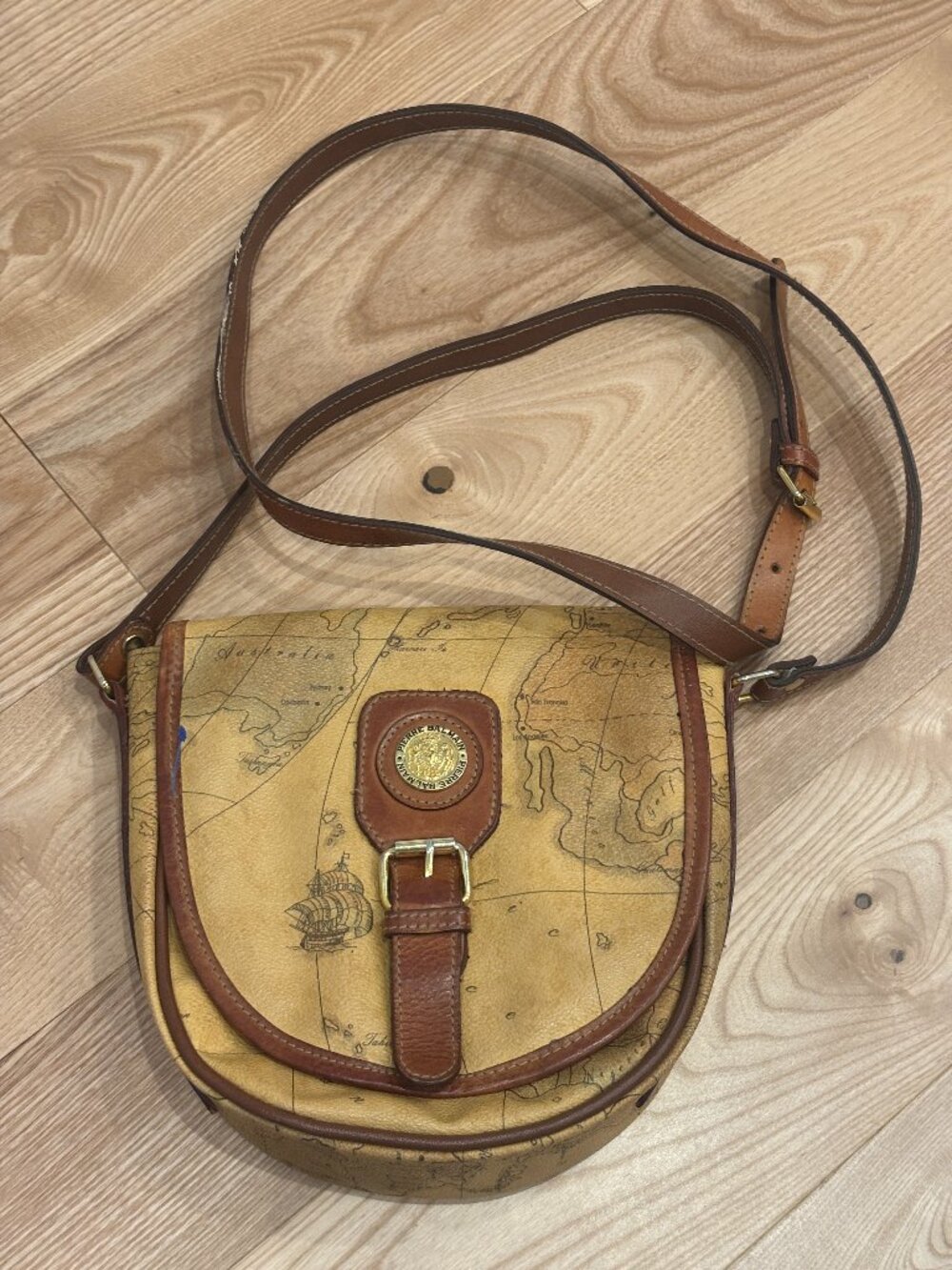 Vintage PIERRE BALMAIN World Map Saddle Bag Crossbody